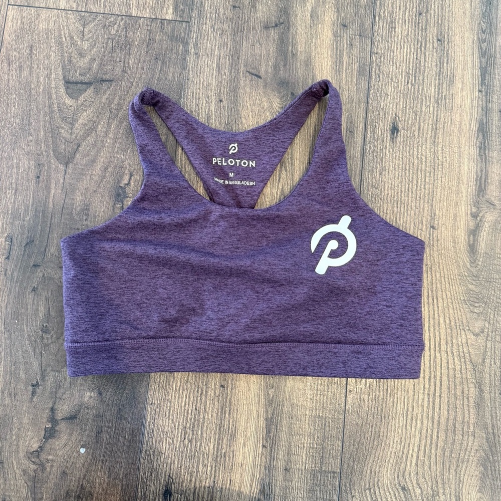 Peloton Women Purple Sports Bra With Strappy Back and Logo on Front size Medium